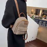 Women Small Backpack Cotton and Pu Leather Backpacks for Teenager Girls