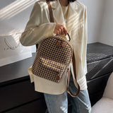 Women Small Backpack Cotton and Pu Leather Backpacks for Teenager Girls