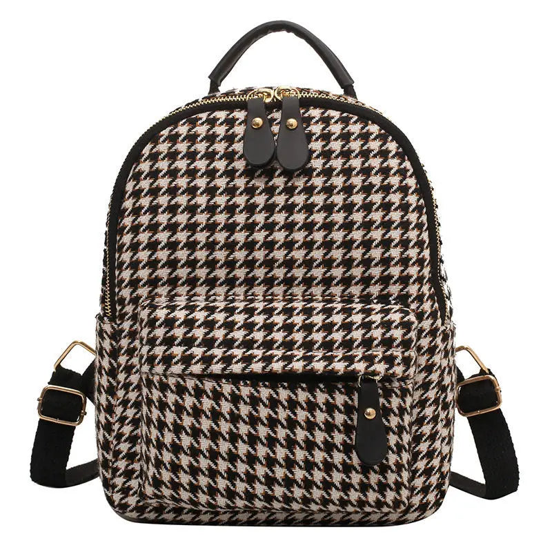 Women Small Backpack Cotton and Pu Leather Backpacks for Teenager Girls