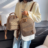 Women Small Backpack Cotton and Pu Leather Backpacks for Teenager Girls