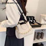 Women's Leather Bucket Bag Crossbody Chain Tote Handbag
