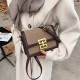 Small Square Crossbody Bag Lock Shoulder Bag PU Leather