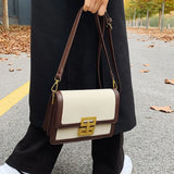 Small Square Crossbody Bag Lock Shoulder Bag PU Leather