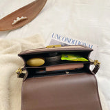 Small Square Crossbody Bag Lock Shoulder Bag PU Leather