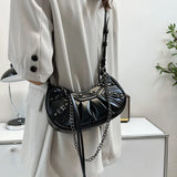 Green Rivet Half Moon Hobo Bag Punk Style Satchel Handbag