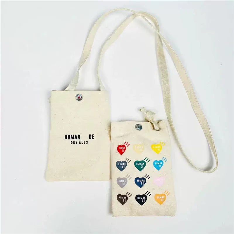 Canvas HUMAN Heart Backpacks Men Women Multi-print Graphic Human Snap Opening
