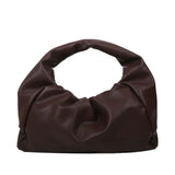 Big Half Moon Bag Ruched Shoulder Bag Soft PU Leather Top-handle Tote