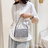 Bright Diamond Shoulder Bag Women PU Leather Chains Messenger Handbag