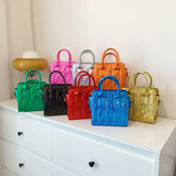 Bright Leather Crossbody Bags for Women Small Tote Bag Lady Shoulder Bag