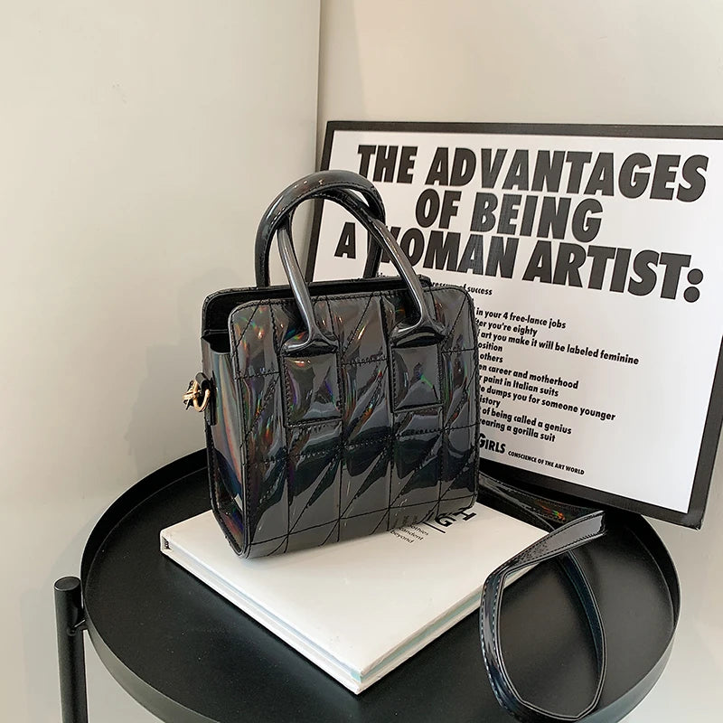 Bright Leather Crossbody Bags for Women Small Tote Bag Lady Shoulder Bag