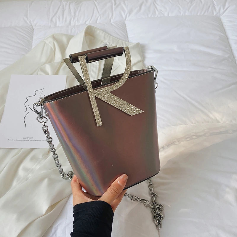 Small Bucket Handbag Pu Leather Tote Crossbody Bag