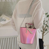 Small Bucket Handbag Pu Leather Tote Crossbody Bag
