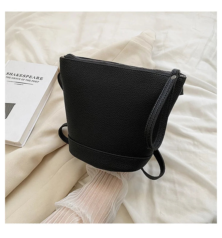 Soft Leather Crossbody Bag Bucket Shoulder Bag