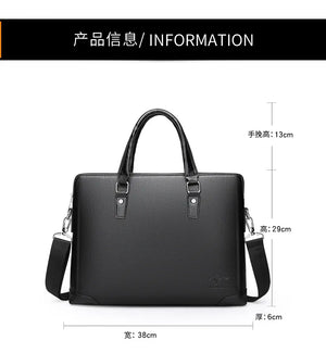 Men's Leather Business Briefcase Laptop Shoulder Bag