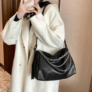 Women's Soft PU Leather Shoulder Bag Chain Crossbody Casual Handbag Purse