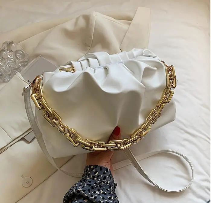 Chain Handbag Women's Bag Pu Leather Thick Chain Shoulder Bags