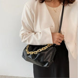 Chain Handbag Women's Bag Pu Leather Thick Chain Shoulder Bags