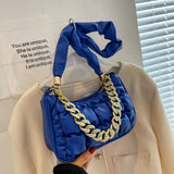 Embroidered Pleated Cloud Bag PU Leather Shoulder Purse