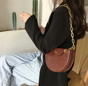 Crocodile Pattern Crossbody Bag for Women Shoulder Bag PU Leather Handbags