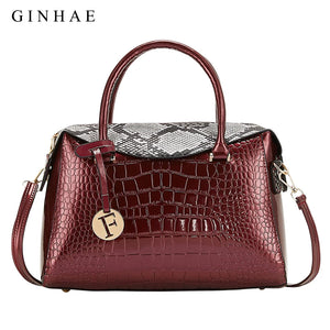 Crocodile Pattern Women Bag High Pu Leather Tote Handbags Ladies Snakeskin