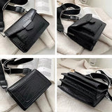 Crocodile Striped Crossbody Shoulder Bag Women Leather Messenger Handbag