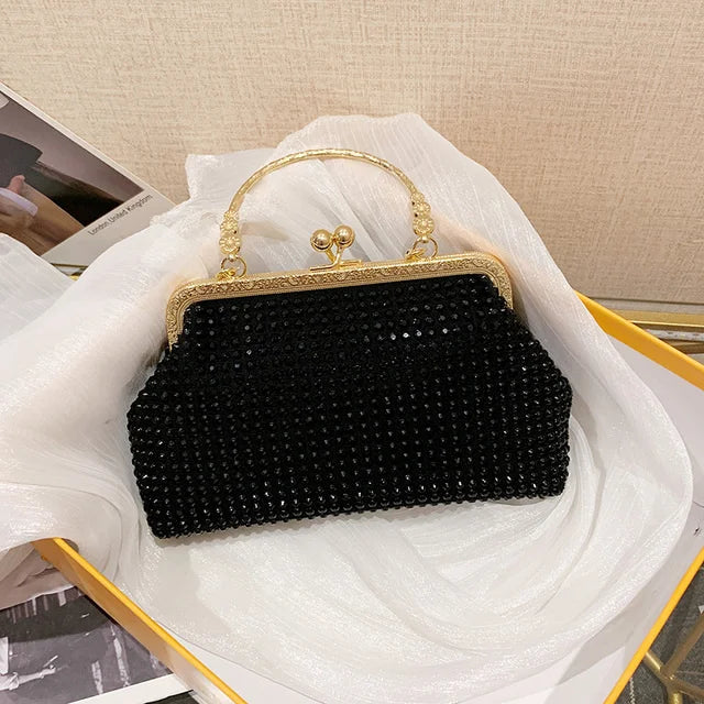 Metal Frame Diamond Handbag Party Clutch Evening Bag