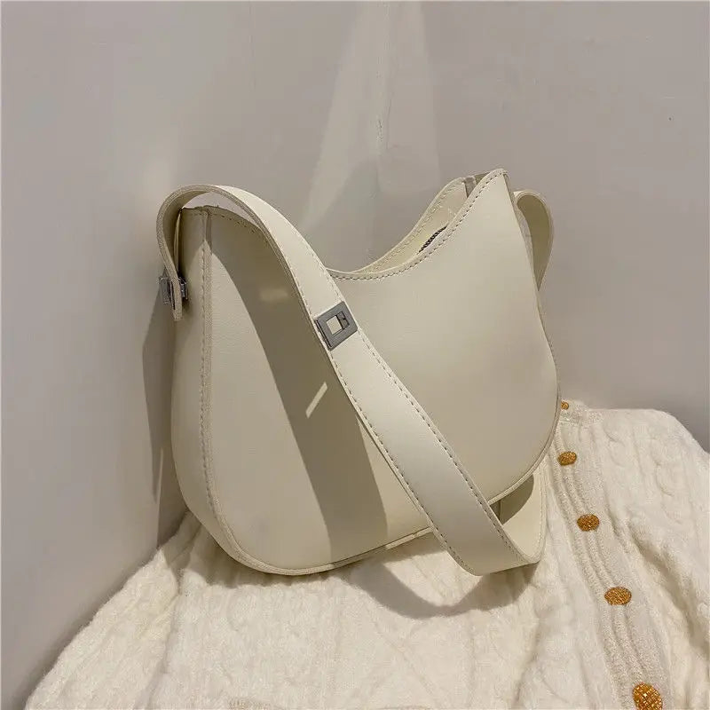 Crossbody Bag Women PU Leather Shoulder Bag Wide Straps Handbag