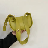 Texture Pu Leather Crossbody Bag Wide Straps Handbags