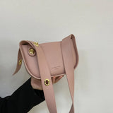 Texture Pu Leather Crossbody Bag Wide Straps Handbags