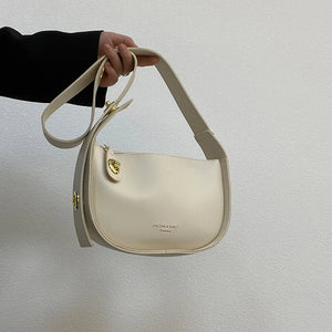 Texture Pu Leather Crossbody Bag Wide Straps Handbags