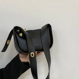 Texture Pu Leather Crossbody Bag Wide Straps Handbags