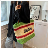 Straw Woven Crossbody Messenger Bag All-match Bucket Handbag