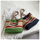 Straw Woven Crossbody Messenger Bag All-match Bucket Handbag