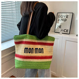 Straw Woven Crossbody Messenger Bag All-match Bucket Handbag