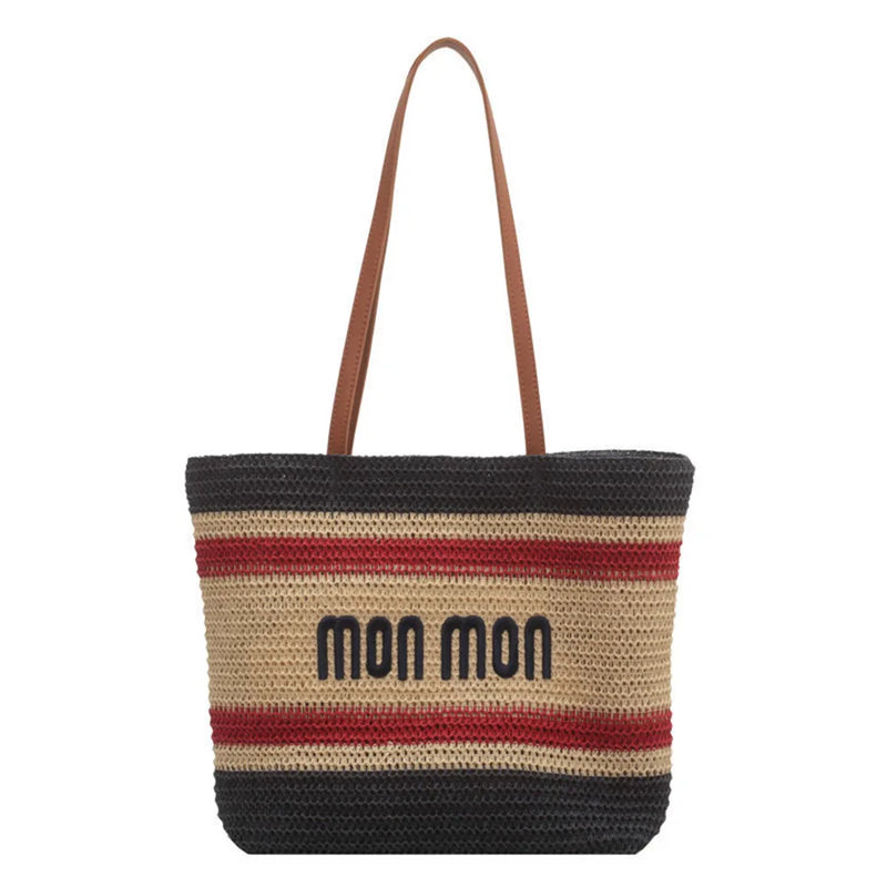 Straw Woven Crossbody Messenger Bag All-match Bucket Handbag