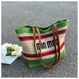 Straw Woven Crossbody Messenger Bag All-match Bucket Handbag