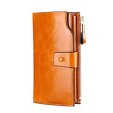 RFID Leather Female Wallets in Dark Rose Red