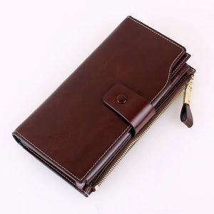 RFID Leather Female Wallets in Dark Rose Red