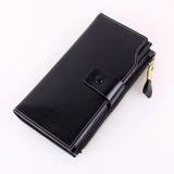 RFID Leather Female Wallets in Dark Rose Red