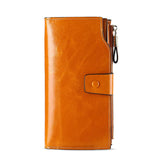RFID Leather Female Wallets in Dark Rose Red