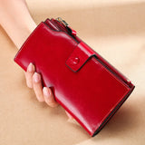 Women RFID Large Leather Wallet Top WalletS