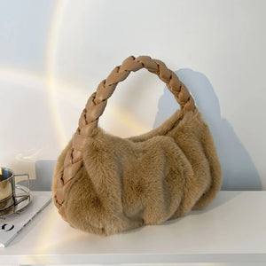 Winter Plush Handbags for Women - Casual Shoulder Bag