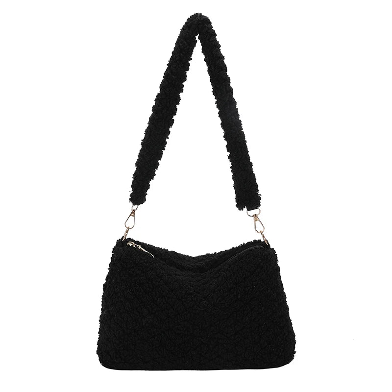 Plush Shoulder Bags for Women Winter Armpit Bag Purses and Handbags