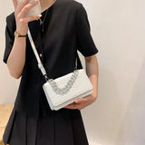 Crack Print Silver Chain Shoulder Bag