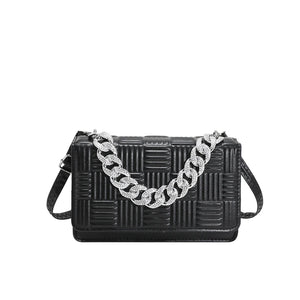 Crack Print Silver Chain Shoulder Bag