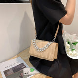 Crack Print Silver Chain Shoulder Bag