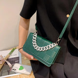 Crack Print Silver Chain Shoulder Bag