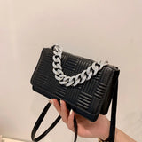 Crack Print Silver Chain Shoulder Bag
