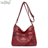 Women's Shoulder Bag Layer Pocket Messenger Handbag - Various Colors