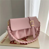 Women's PU Leather Shoulder Bag Pleated Crossbody Handbag